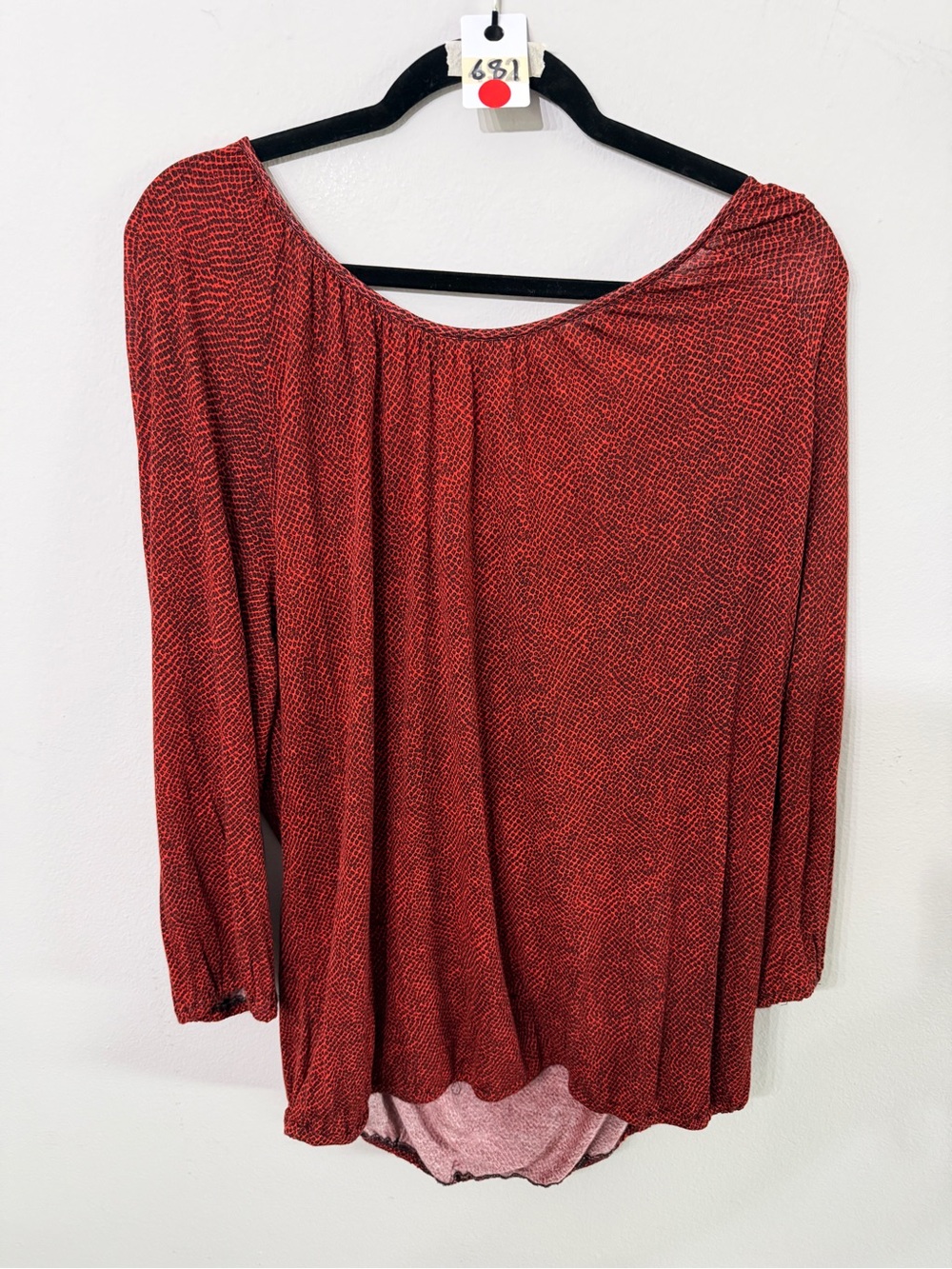Women's Michael Kors Size XL Red Long-Sleeve Scoop Neck Top